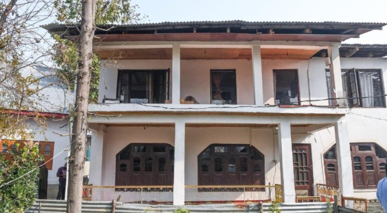 A view of the house in Pulwama that belongs to Dr Mohammad Umar, a suspect in the Delhi Red Fort blast