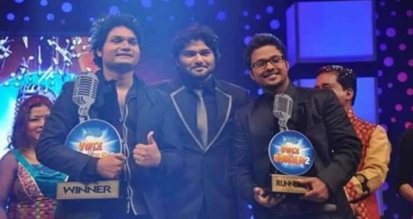 Humane Sagar after winning Voice of Odisha trophy