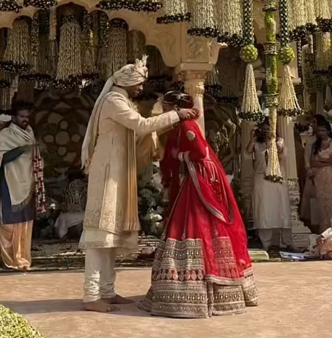 Netra Mantena and her husband Vamsi Gadiraju's wedding image
