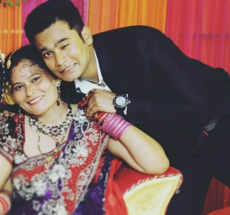Rahul Kumar with his mother