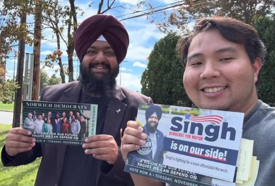 Swaranjit Singh Khalsa while promoting his party before elections