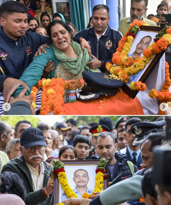 The last rites of Wing Commander Namansh Syal were performed on Sunday in his native village, Patialkar