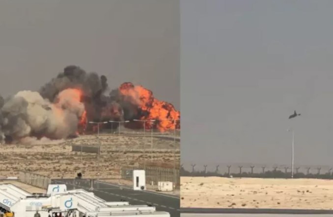 Visual of Wing Commander Namansh Syal’s Tejas aircraft accident
