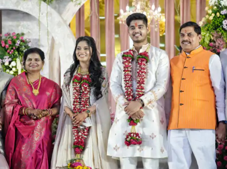Abhimanyu Yadav with his parents and wife