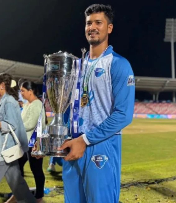 Devendra Singh Bora after winning the Uttarakhand Premier League