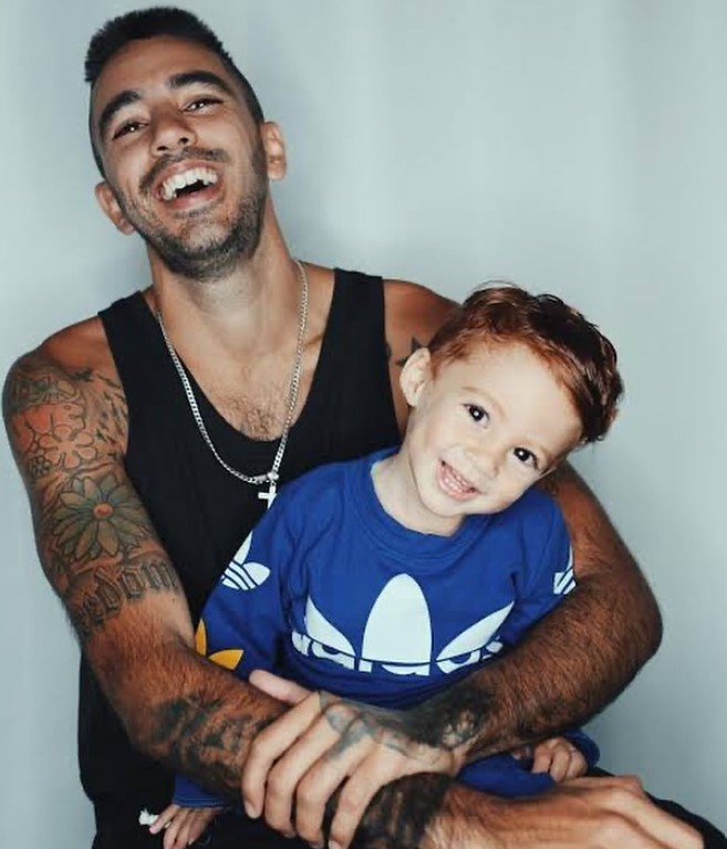 Diego Ubierna with his son