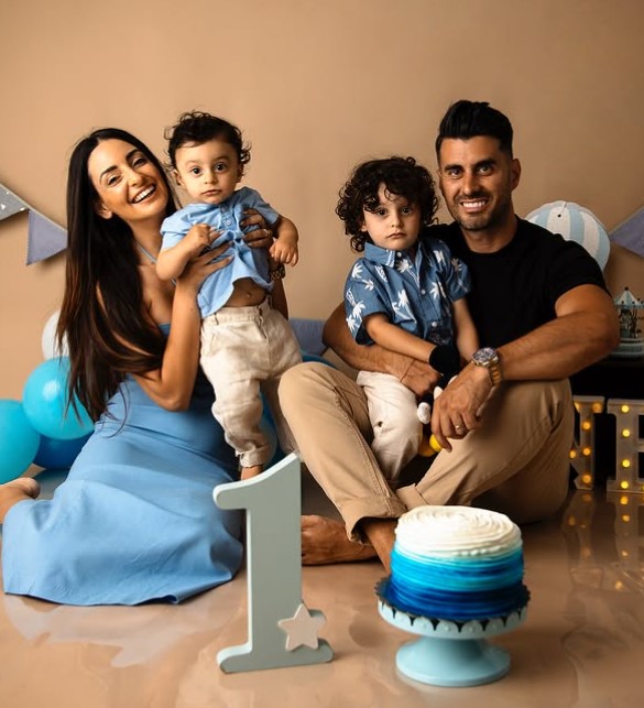 Filippo Cesarini with his wife and kids