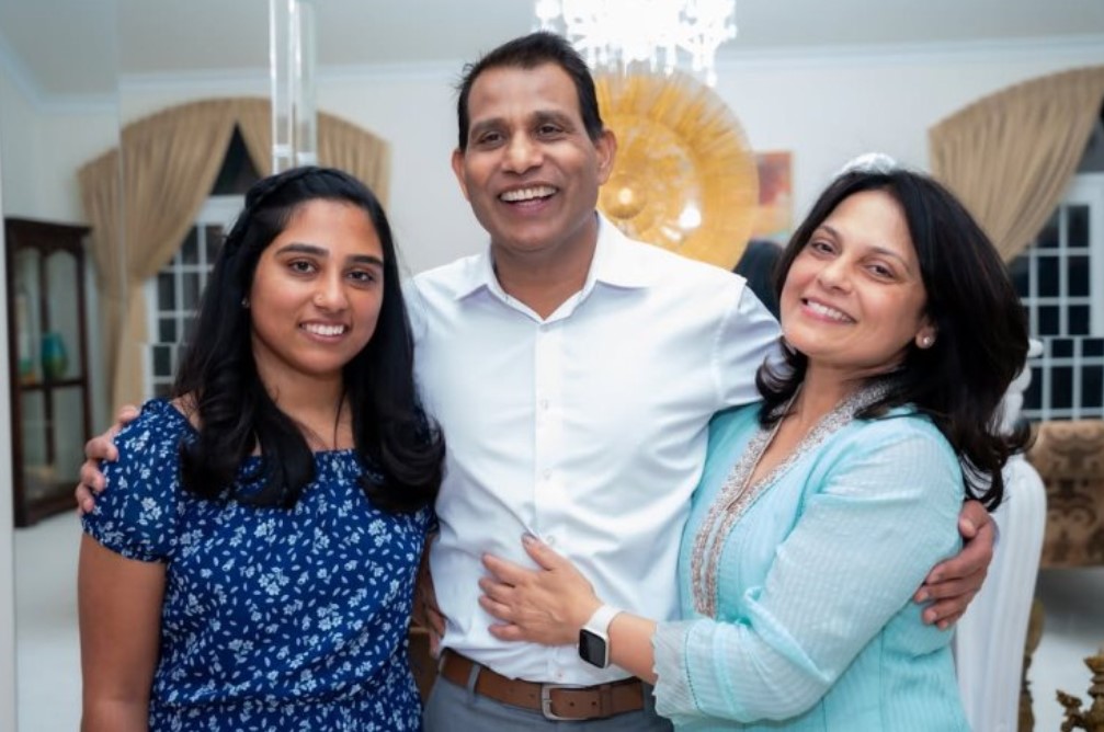 Sunny Reddy with his wife and daughter