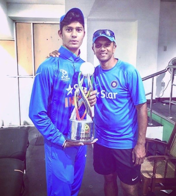 Ayush Jamwal with Rahul Dravid during his India Under-19 days