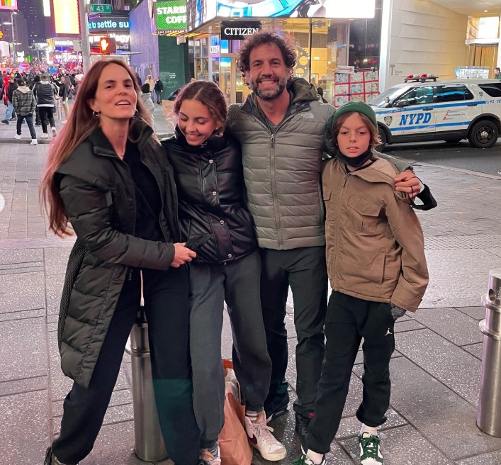 Lucas Jaramillo with his wife and kids