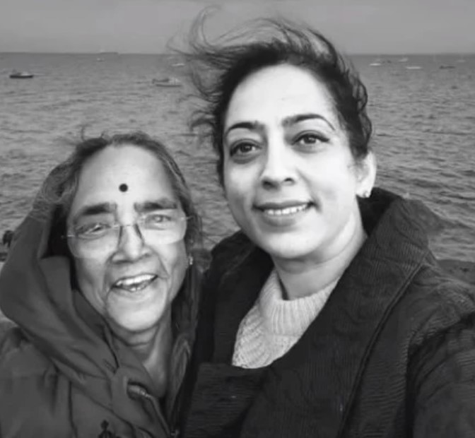 Sharada Iyer with her mother
