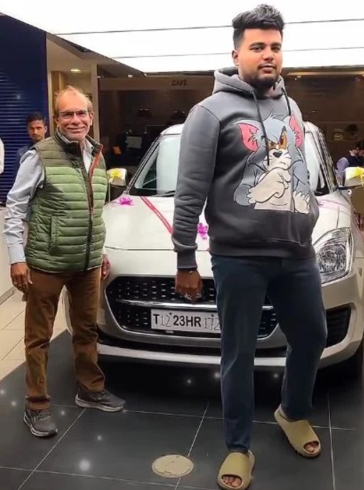 Archit Kaushik with his father