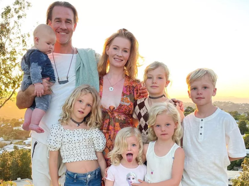 James Van Der Beek with his wife Kimberly Brook and kids