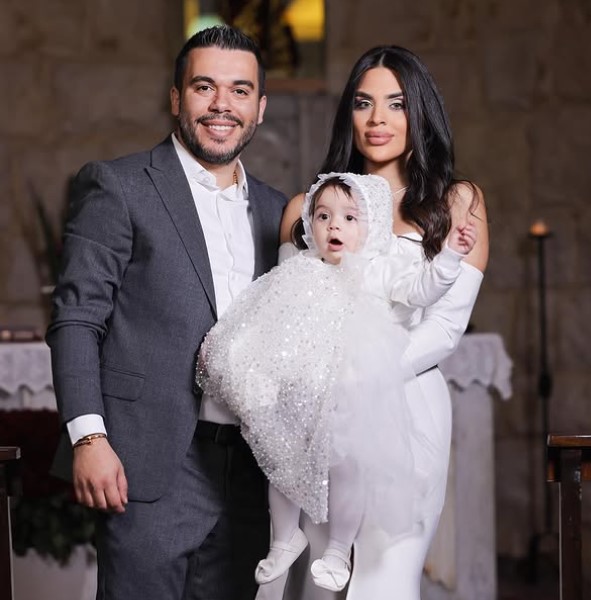 Karen Maalouf Salloum with her husband and daughter