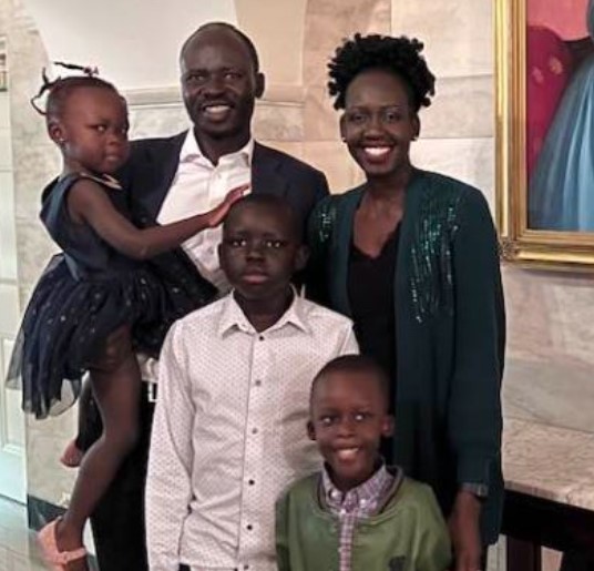 Peter Biar with his wife and kids