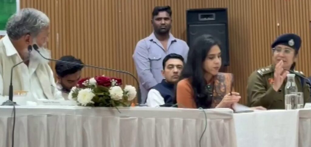 SP Upasana Yadav during a conference