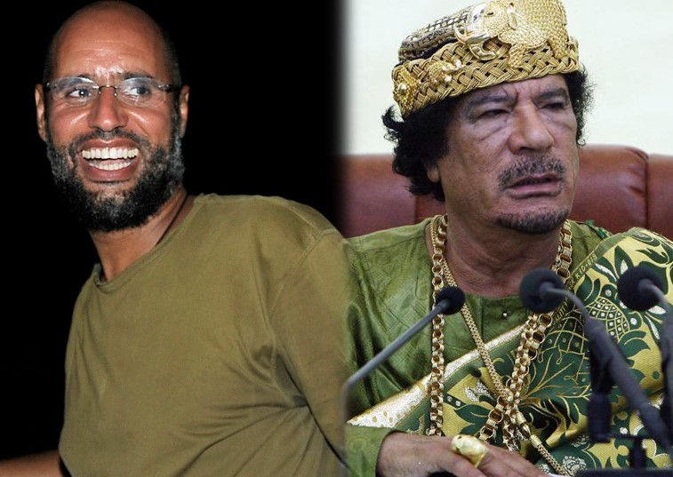 Saif al-Islam Gaddafi and his father Muammar Gaddafi