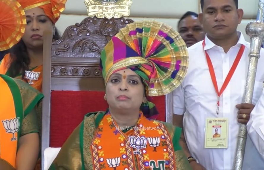 Sujata Suraj Patil while elected as the Mayor of Navi Mumbai