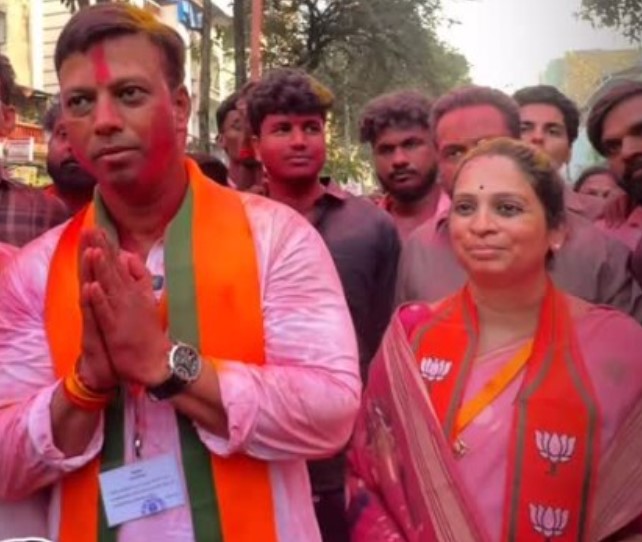 Sujata Suraj Patil with her husband