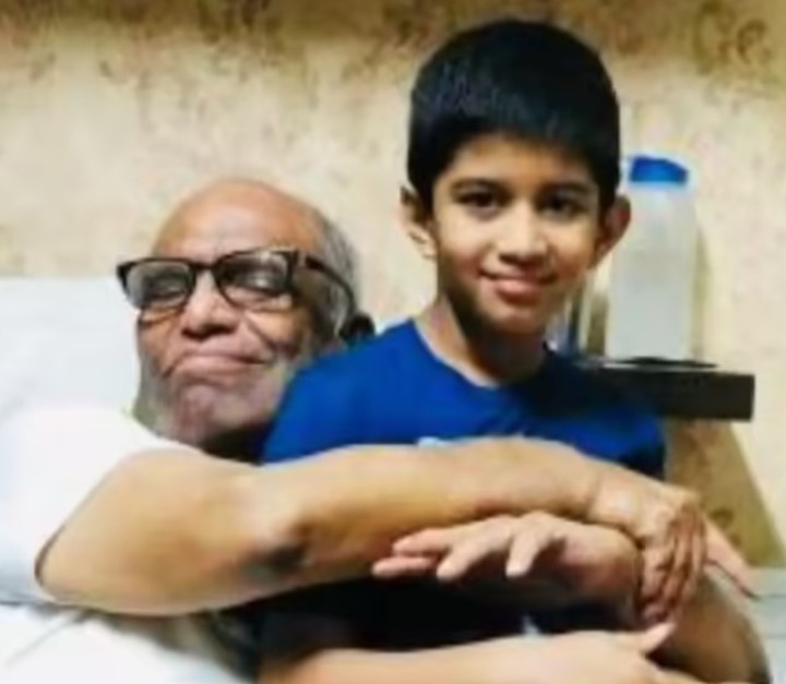 Aarav Dengla with his grandfather