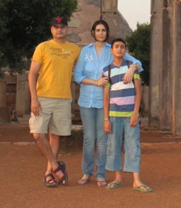 Colonel Bhupinder Shahi with his wife and son