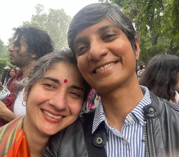 Menaka Guruswamy with her partner Arundhati Katju