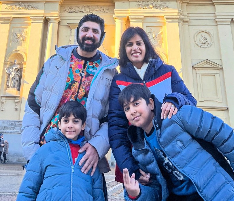 Mustafa Ahmed with his wife and kids