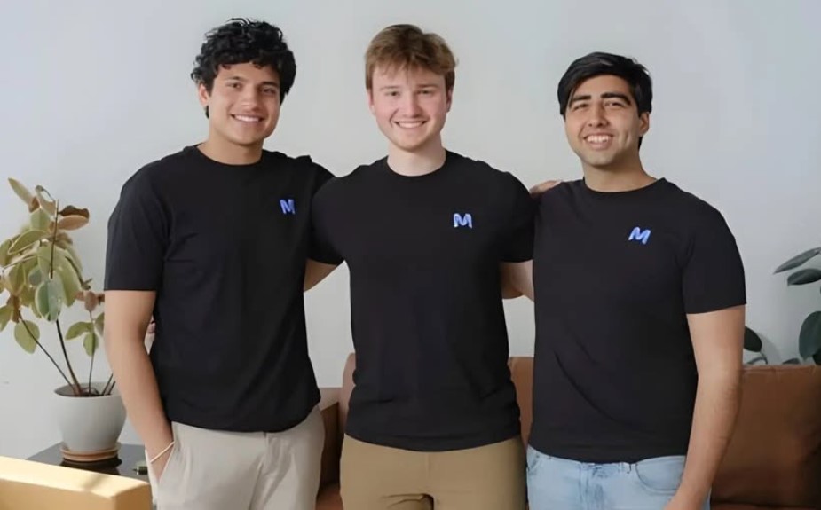 Surya Midha with his business partners Adarsh Hiremath and Brendon Foody