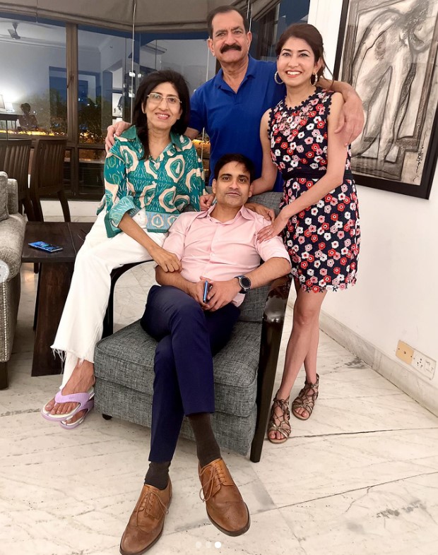 Swati Bhargava with her parents and husband
