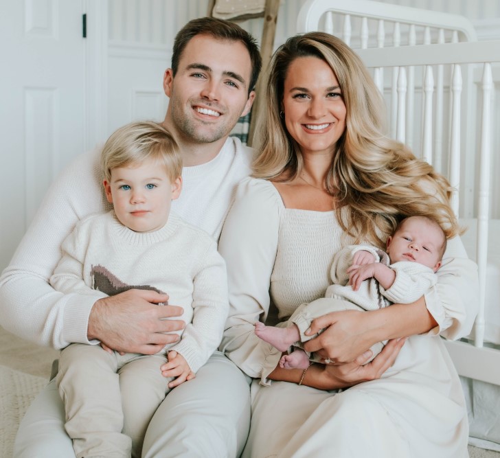 Caroline Ostman with her husband and kids