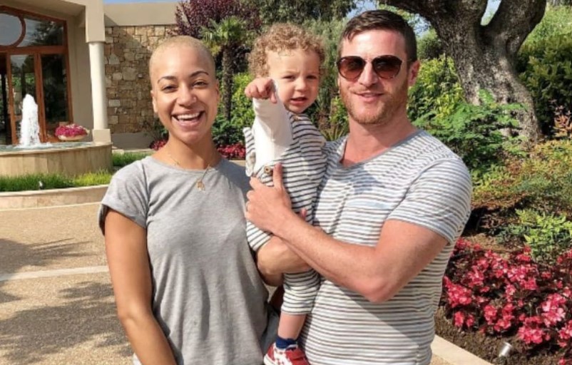 Cush Jumbo with her husband and son