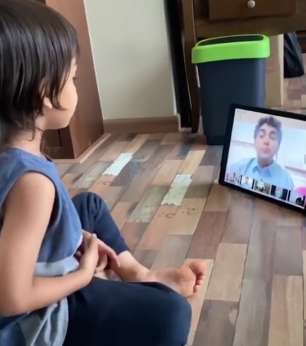 Rahyl Deshmukh while attending online classes