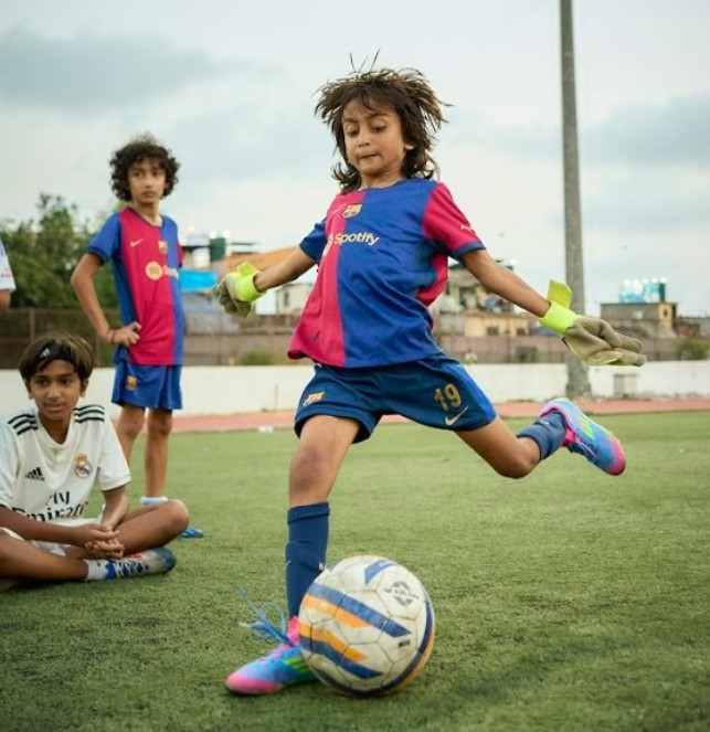 Rahyl Deshmukh while playing football