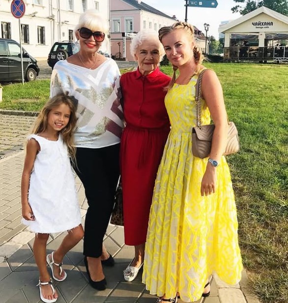 Alena Haurylik with her grandmother, mother and daughter