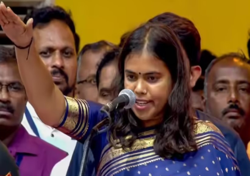 S. Keerthana during the oath taking ceremony
