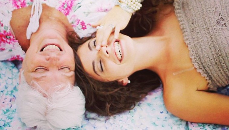 Samantha Abernathy with her grandmother
