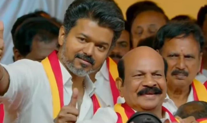 V. S. Babu with actor turned politician Vijay, during the 2026 Tamil Nadu Assembly Election campaign
