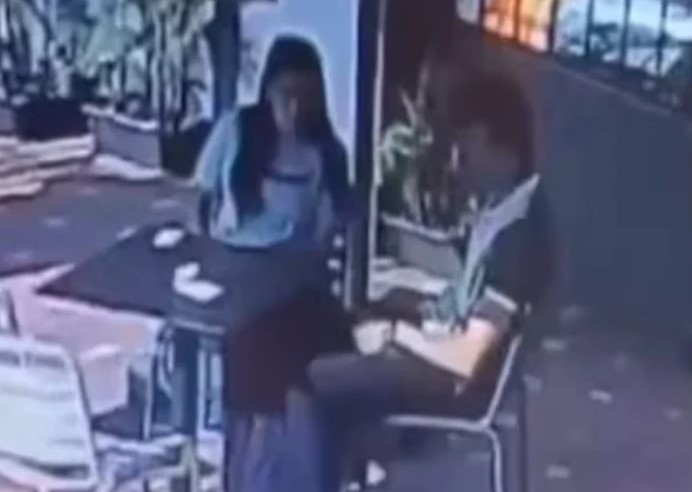 Chetan Chaudhary and Siya Goyal in a CCTV footage while sitting in a cafe