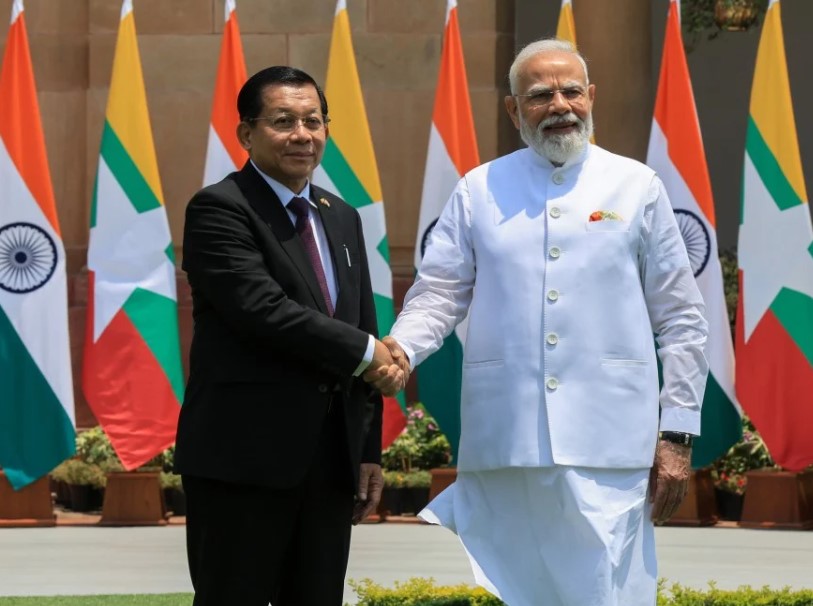 Min Aung Hlaing with PM Narendra Modi