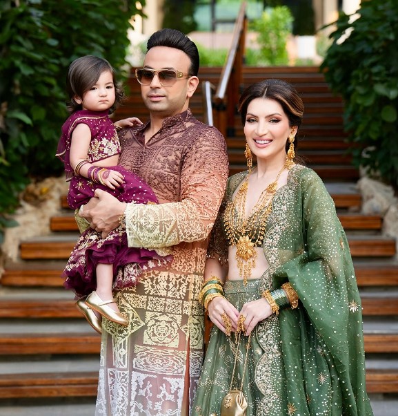 Tabinda Sanpal with her husband and daughter