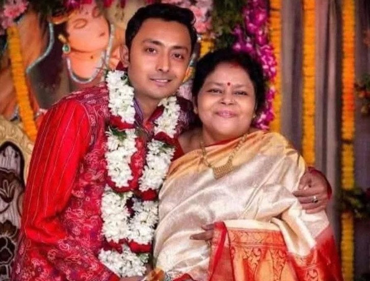 Debraj Chakraborty with his mother