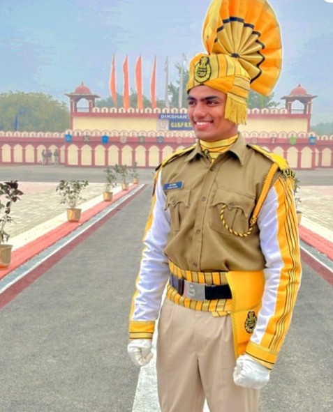 Harsh Tokas posing in CISF uniform