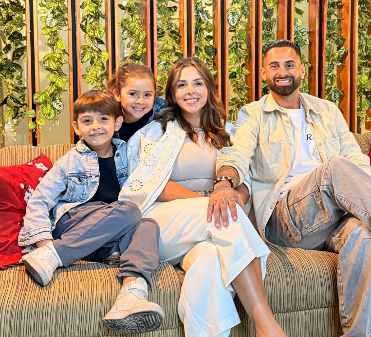 Lucas Trejo with his wife and kids