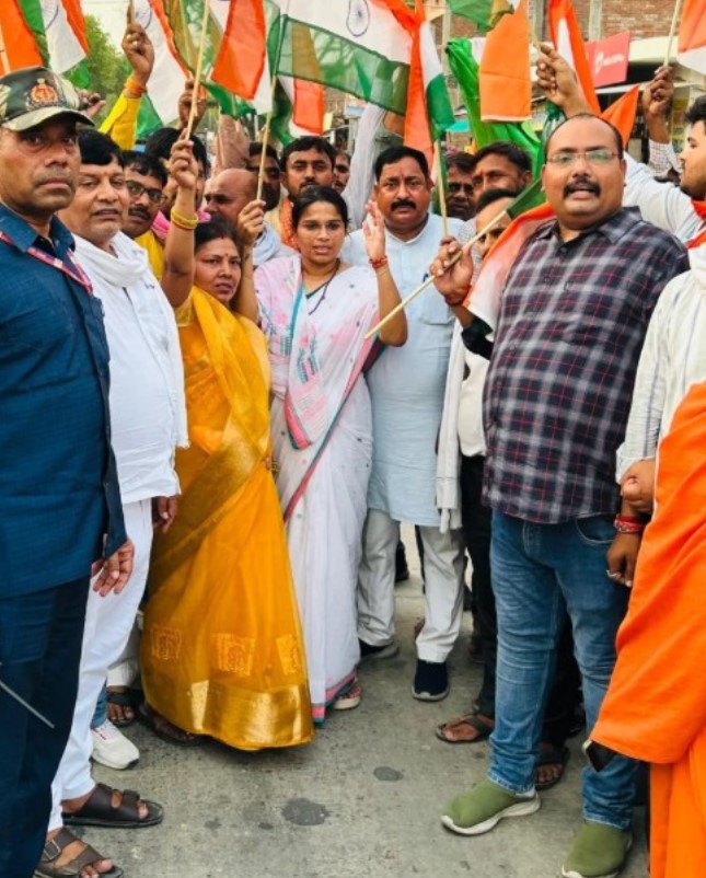 Pooja Pal during a rally