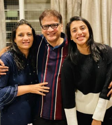Smriti Mandhana with her parents