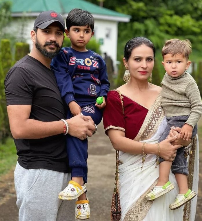 Sonia Sehrawat with her husband and kids