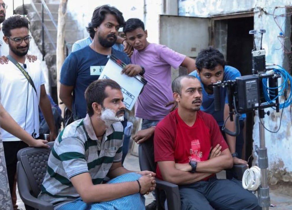 Abhishek Jain with his team during the making of ‘Maaran’ (2025)