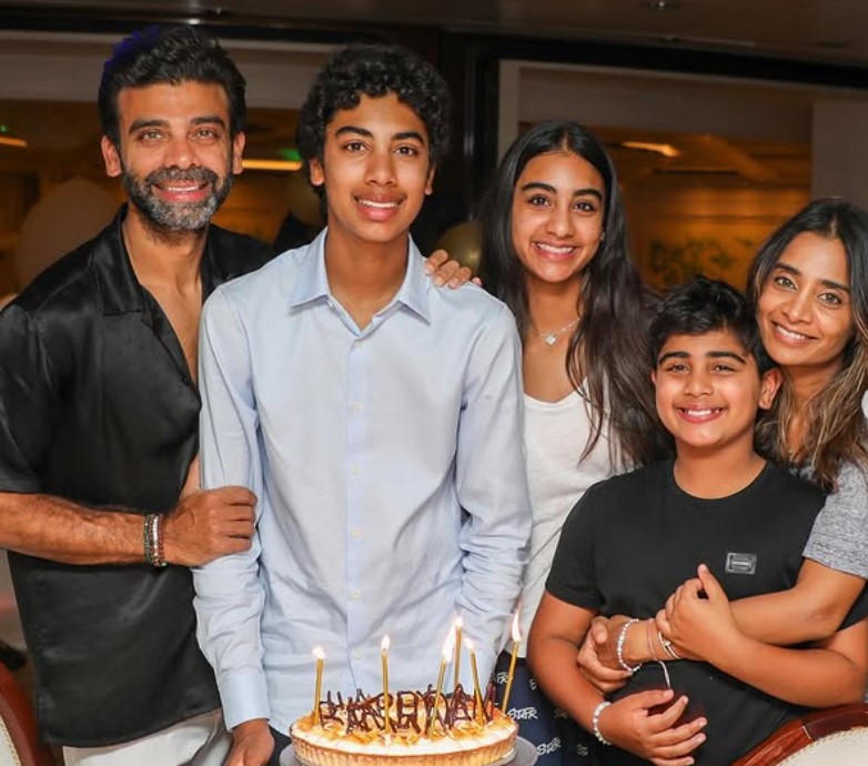 Amit Bhatia with his wife and kids