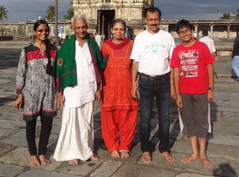 Annapurni Subramaniam with her father, husband and kids
