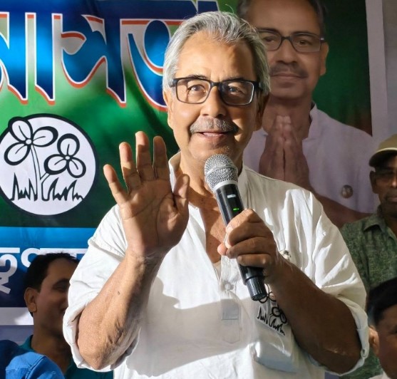 Asish Banerjee while speaking during a party conference